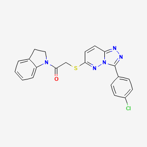 molecular formula C21H16ClN5OS B2354276 2-((3-(4-氯苯基)-[1,2,4]三唑并[4,3-b]哒嗪-6-基)硫代)-1-(吲哚啉-1-基)乙酮 CAS No. 852373-08-1