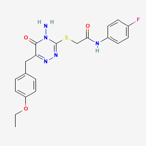 molecular formula C20H20FN5O3S B2354287 2-((4-amino-6-(4-ethoxybenzyl)-5-oxo-4,5-dihydro-1,2,4-triazin-3-yl)thio)-N-(4-fluorophenyl)acetamide CAS No. 886963-88-8