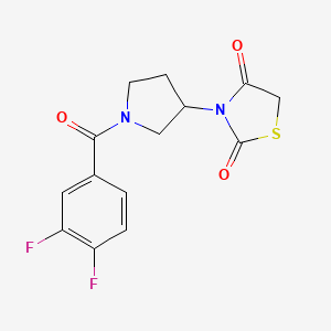molecular formula C14H12F2N2O3S B2354302 3-(1-(3,4-Difluorobenzoyl)pyrrolidin-3-yl)thiazolidine-2,4-dione CAS No. 1798640-50-2