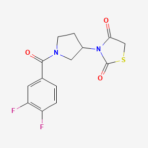 molecular formula C14H12F2N2O3S B2354302 3-(1-(3,4-二氟苯甲酰基)吡咯烷-3-基)噻唑烷-2,4-二酮 CAS No. 1798640-50-2