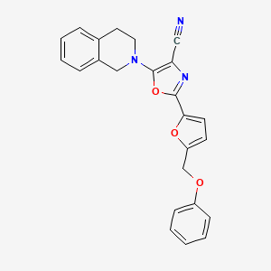 molecular formula C24H19N3O3 B2354307 5-(3,4-dihydroisoquinolin-2(1H)-yl)-2-(5-(phenoxymethyl)furan-2-yl)oxazole-4-carbonitrile CAS No. 946200-84-6