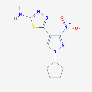 molecular formula C10H12N6O2S B2354314 5-(1-Cyclopentyl-3-nitro-1H-pyrazol-4-yl)-1,3,4-thiadiazol-2-amine CAS No. 1946818-41-2
