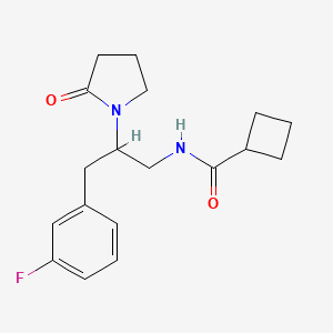 molecular formula C18H23FN2O2 B2354318 N-(3-(3-fluorophenyl)-2-(2-oxopyrrolidin-1-yl)propyl)cyclobutanecarboxamide CAS No. 1421495-27-3