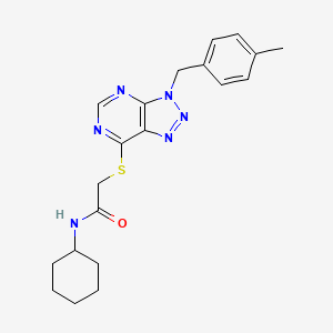 molecular formula C20H24N6OS B2354332 N-cyclohexyl-2-((3-(4-methylbenzyl)-3H-[1,2,3]triazolo[4,5-d]pyrimidin-7-yl)thio)acetamide CAS No. 941991-23-7