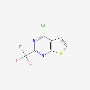 molecular formula C7H2ClF3N2S B2354354 噻吩并[2,3-d]嘧啶，4-氯-2-(三氟甲基)- CAS No. 1374831-02-3