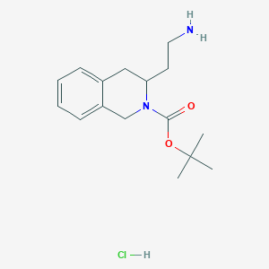molecular formula C16H25ClN2O2 B2354357 Tert-butyl 3-(2-aminoethyl)-3,4-dihydro-1H-isoquinoline-2-carboxylate;hydrochloride CAS No. 2287339-56-2