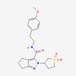 molecular formula C20H25N3O4S B2354359 2-(1,1-dioxidotetrahydrothiophen-3-yl)-N-(4-methoxyphenethyl)-2,4,5,6-tetrahydrocyclopenta[c]pyrazole-3-carboxamide CAS No. 1040665-65-3