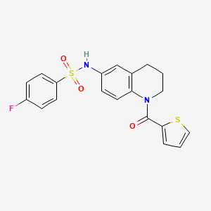 4-fluoro-N-[1-(thiophene-2-carbonyl)-3,4-dihydro-2H-quinolin-6-yl]benzenesulfonamide