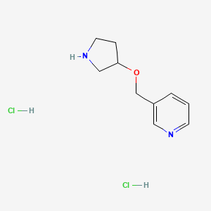 molecular formula C10H16Cl2N2O B2354381 3-[(吡咯烷-3-氧基)甲基]吡啶二盐酸盐 CAS No. 1376315-81-9