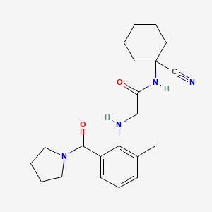 molecular formula C21H28N4O2 B2354383 N-(1-cyanocyclohexyl)-2-{[2-methyl-6-(pyrrolidine-1-carbonyl)phenyl]amino}acetamide CAS No. 1241210-77-4