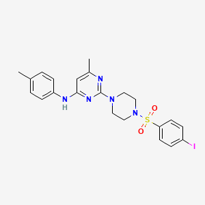 molecular formula C22H24IN5O2S B2354405 2-(4-((4-iodophenyl)sulfonyl)piperazin-1-yl)-6-methyl-N-(p-tolyl)pyrimidin-4-amine CAS No. 946364-29-0