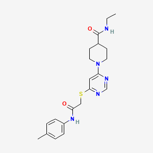 molecular formula C21H27N5O2S B2354408 N-乙基-1-(6-((2-氧代-2-(对甲苯基氨基)乙基)硫代)嘧啶-4-基)哌啶-4-甲酰胺 CAS No. 1251675-57-6