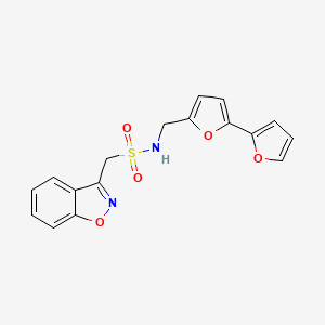 molecular formula C17H14N2O5S B2354410 N-([2,2'-联呋喃]-5-基甲基)-1-(苯并[d]异恶唑-3-基)甲磺酰胺 CAS No. 2034564-89-9