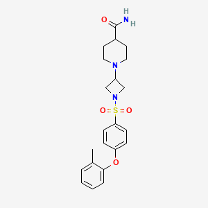 molecular formula C22H27N3O4S B2354416 1-(1-((4-(o-Tolyloxy)phenyl)sulfonyl)azetidin-3-yl)piperidine-4-carboxamide CAS No. 2034310-08-0