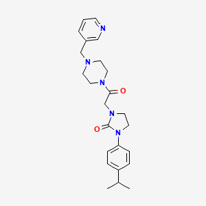molecular formula C24H31N5O2 B2354425 1-(4-异丙基苯基)-3-(2-氧代-2-(4-(吡啶-3-基甲基)哌嗪-1-基)乙基)咪唑烷-2-酮 CAS No. 1251609-45-6