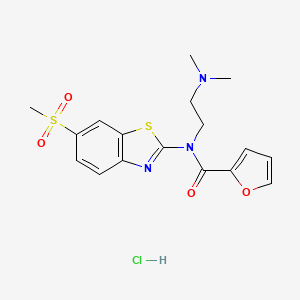 molecular formula C17H20ClN3O4S2 B2354431 N-(2-(dimethylamino)ethyl)-N-(6-(methylsulfonyl)benzo[d]thiazol-2-yl)furan-2-carboxamide hydrochloride CAS No. 1216864-60-6