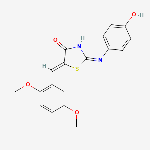 molecular formula C18H16N2O4S B2354438 (2Z,5Z)-5-(2,5-二甲氧基苄叉)-2-((4-羟基苯基)亚氨基)噻唑烷-4-酮 CAS No. 461673-84-7