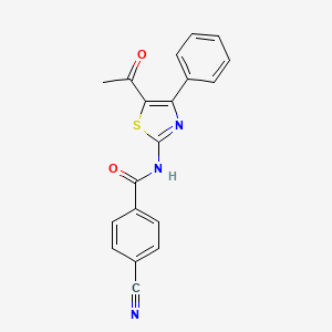 molecular formula C19H13N3O2S B2354440 N-(5-acetyl-4-phenyl-1,3-thiazol-2-yl)-4-cyanobenzamide CAS No. 328539-73-7