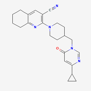 molecular formula C23H27N5O B2354453 2-{4-[(4-Cyclopropyl-6-oxo-1,6-dihydropyrimidin-1-yl)methyl]piperidin-1-yl}-5,6,7,8-tetrahydroquinoline-3-carbonitrile CAS No. 2195882-15-4
