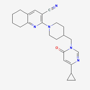 molecular formula C23H27N5O B2354453 2-{4-[(4-Ciclopropil-6-oxo-1,6-dihidropirimidin-1-il)metil]piperidin-1-il}-5,6,7,8-tetrahidroquinolina-3-carbonitrilo CAS No. 2195882-15-4