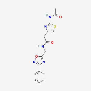 2-(2-acetamidothiazol-4-yl)-N-((3-phenyl-1,2,4-oxadiazol-5-yl)methyl)acetamide