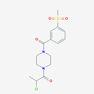 molecular formula C15H19ClN2O4S B2354465 2-Chloro-1-[4-(3-methylsulfonylbenzoyl)piperazin-1-yl]propan-1-one CAS No. 2411258-20-1