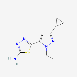 molecular formula C10H13N5S B2354470 5-(5-Cyclopropyl-2-ethylpyrazol-3-yl)-1,3,4-thiadiazol-2-amine CAS No. 1946813-15-5