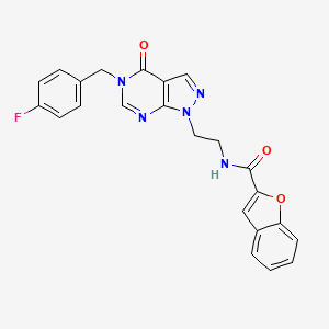 molecular formula C23H18FN5O3 B2354475 N-(2-(5-(4-fluorobenzyl)-4-oxo-4,5-dihydro-1H-pyrazolo[3,4-d]pyrimidin-1-yl)ethyl)benzofuran-2-carboxamide CAS No. 922138-19-0