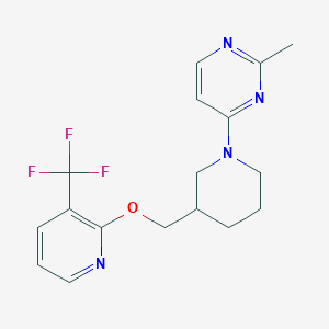 molecular formula C17H19F3N4O B2354481 2-Methyl-4-[3-[[3-(trifluoromethyl)pyridin-2-yl]oxymethyl]piperidin-1-yl]pyrimidine CAS No. 2379948-56-6