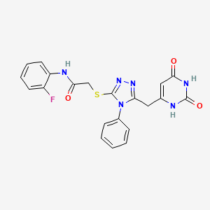 2-((5-((2,6-dioxo-1,2,3,6-tetrahydropyrimidin-4-yl)methyl)-4-phenyl-4H-1,2,4-triazol-3-yl)thio)-N-(2-fluorophenyl)acetamide