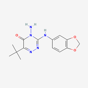 molecular formula C14H17N5O3 B2354495 4-amino-3-(benzo[d][1,3]dioxol-5-ylamino)-6-(tert-butyl)-1,2,4-triazin-5(4H)-one CAS No. 540771-59-3