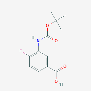 molecular formula C12H14FNO4 B2354499 3-{[(叔丁氧羰基)氨基]-4-氟苯甲酸 CAS No. 1184472-44-3