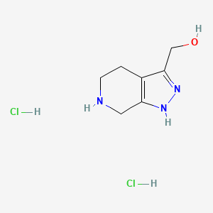 molecular formula C7H13Cl2N3O B2354505 4,5,6,7-四氢-1H-吡唑并[3,4-c]吡啶-3-基甲醇；二盐酸盐 CAS No. 2418671-59-5