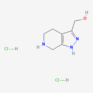 molecular formula C7H13Cl2N3O B2354505 4,5,6,7-テトラヒドロ-1H-ピラゾロ[3,4-c]ピリジン-3-イルメタノール;ジハイドロクロリド CAS No. 2418671-59-5