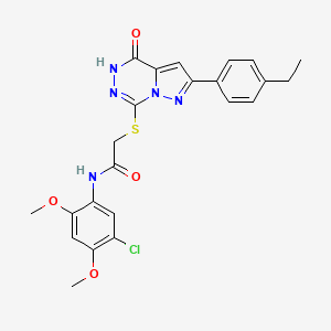 molecular formula C23H22ClN5O4S B2354510 N-(5-氯-2,4-二甲氧苯基)-2-((8-(4-乙基苯基)-(氧代)二氢吡唑并[1,5-d][1,2,4]三嗪-2-基)硫代)乙酰胺 CAS No. 1223856-15-2