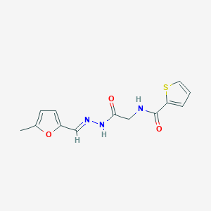 molecular formula C13H13N3O3S B2354511 (E)-N-(2-(2-((5-methylfuran-2-yl)methylene)hydrazinyl)-2-oxoethyl)thiophene-2-carboxamide CAS No. 391896-36-9