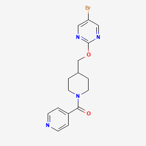 molecular formula C16H17BrN4O2 B2354516 [4-[(5-Bromopyrimidin-2-yl)oxymethyl]piperidin-1-yl]-pyridin-4-ylmethanone CAS No. 2379978-19-3