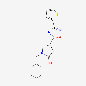 molecular formula C17H21N3O2S B2354519 1-(Cyclohexylmethyl)-4-(3-(thiophen-2-yl)-1,2,4-oxadiazol-5-yl)pyrrolidin-2-one CAS No. 1105243-98-8