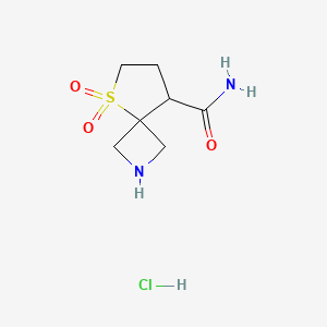 molecular formula C7H13ClN2O3S B2354525 5,5-Dioxo-5lambda6-thia-2-azaspiro[3.4]octane-8-carboxamide;hydrochloride CAS No. 2344679-83-8
