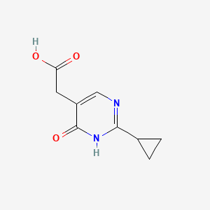 molecular formula C9H10N2O3 B2354526 (2-Cyclopropyl-6-oxo-1,6-dihydropyrimidin-5-yl)acetic acid CAS No. 1245569-53-2