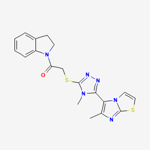 1-(indolin-1-yl)-2-((4-methyl-5-(6-methylimidazo[2,1-b]thiazol-5-yl)-4H-1,2,4-triazol-3-yl)thio)ethanone
