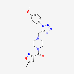 molecular formula C18H21N7O3 B2354549 (4-((1-(4-methoxyphenyl)-1H-tetrazol-5-yl)methyl)piperazin-1-yl)(5-methylisoxazol-3-yl)methanone CAS No. 1040679-34-2