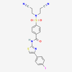 molecular formula C22H18IN5O3S2 B2354552 4-[bis(2-cyanoethyl)sulfamoyl]-N-[4-(4-iodophenyl)-1,3-thiazol-2-yl]benzamide CAS No. 330201-02-0