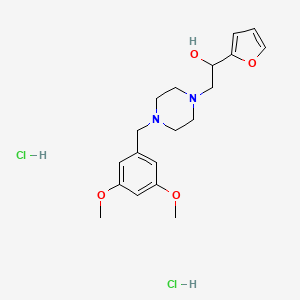 molecular formula C19H28Cl2N2O4 B2354557 2-(4-(3,5-Dimethoxybenzyl)piperazin-1-yl)-1-(furan-2-yl)ethanol dihydrochloride CAS No. 1396792-51-0