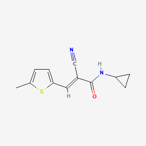 molecular formula C12H12N2OS B2354563 2-cyano-N-cyclopropyl-3-(5-methylthiophen-2-yl)prop-2-enamide CAS No. 524926-63-4