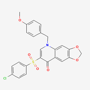 molecular formula C24H18ClNO6S B2354565 7-((4-chlorophenyl)sulfonyl)-5-(4-methoxybenzyl)-[1,3]dioxolo[4,5-g]quinolin-8(5H)-one CAS No. 895651-24-8