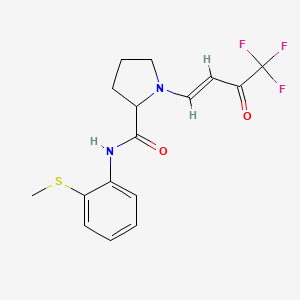 molecular formula C16H17F3N2O2S B2354592 N-(2-甲基硫基苯基)-1-[(E)-4,4,4-三氟-3-氧代丁-1-烯基]吡咯烷-2-甲酰胺 CAS No. 1009727-46-1