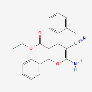 molecular formula C22H20N2O3 B2354602 ethyl 6-amino-5-cyano-2-phenyl-4-(o-tolyl)-4H-pyran-3-carboxylate CAS No. 865612-52-8