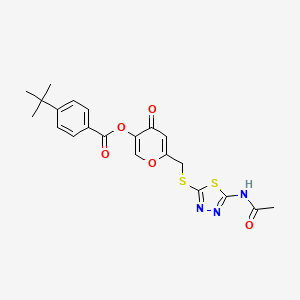 molecular formula C21H21N3O5S2 B2354604 6-(((5-乙酰胺-1,3,4-噻二唑-2-基)硫代)甲基)-4-氧代-4H-吡喃-3-基 4-(叔丁基)苯甲酸酯 CAS No. 896014-27-0