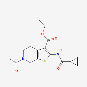 molecular formula C16H20N2O4S B2354606 Ethyl 6-acetyl-2-(cyclopropanecarboxamido)-4,5,6,7-tetrahydrothieno[2,3-c]pyridine-3-carboxylate CAS No. 342887-79-0